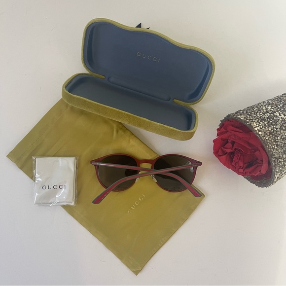 GUCCI Authentic New 52mm Round Signature Logo Sunglasses With Case, Cloth & Tag - Picture 12 of 14